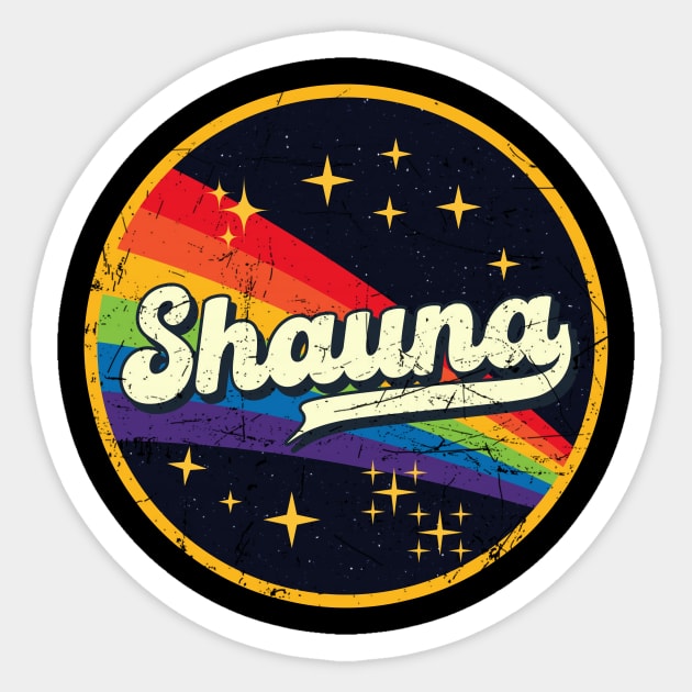 Shauna // Rainbow In Space Vintage Grunge-Style Sticker by LMW Art